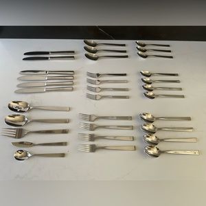Crate&Barrel “Arctic” 5pc flatware + 5pc serving set